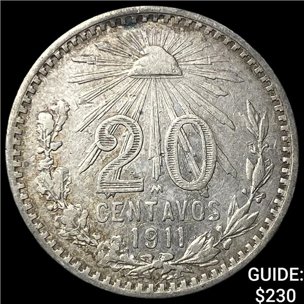 1911 Mexico Silver 20 Centavos