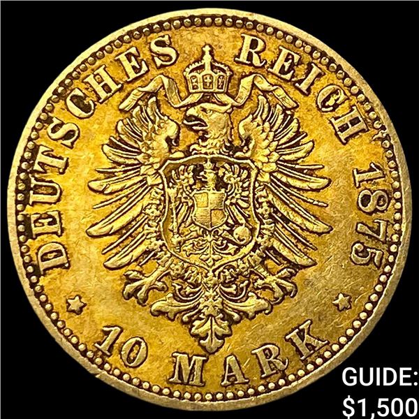 1875J Hamburg Gold 10 Mark KM-600 .1152 AGW