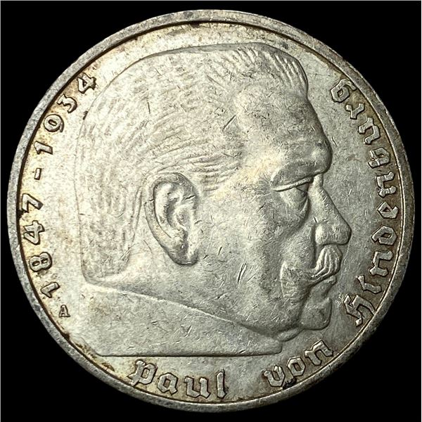 1939 Germany Silver 5 Reichsmark