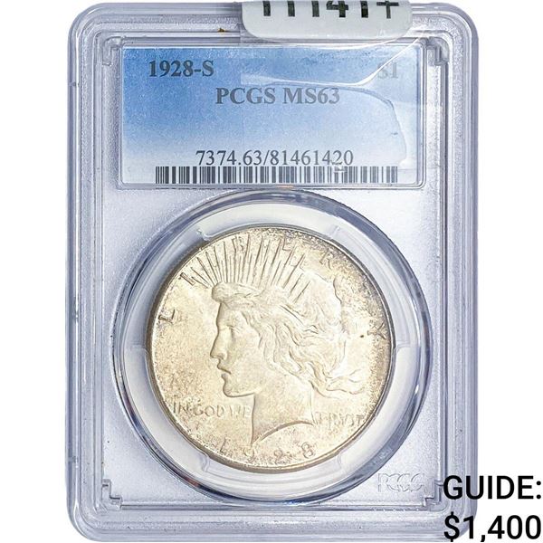 1928-S Silver Peace Dollar PCGS MS63
