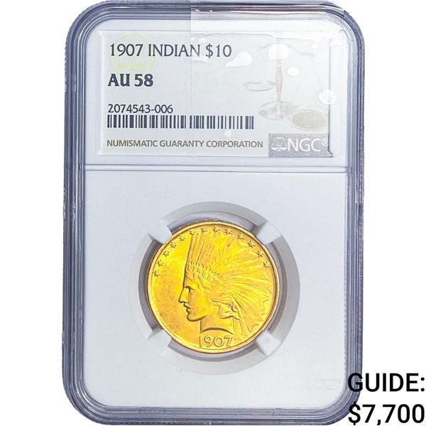 1907 $10 Gold Eagle NGC AU58