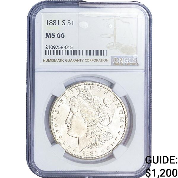 1881-S Morgan Silver Dollar NGC MS66