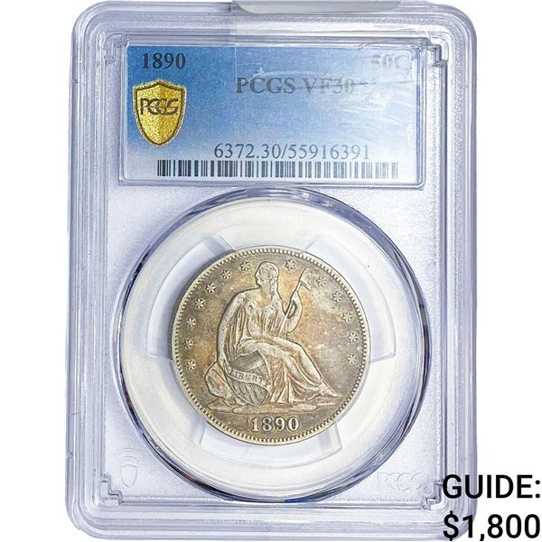 1890 Seated Liberty Half Dollar PCGS VF30