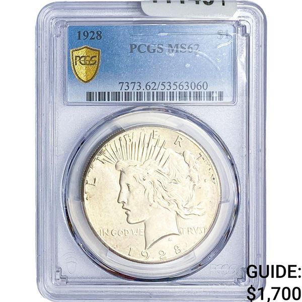 1928 Silver Peace Dollar PCGS MS62