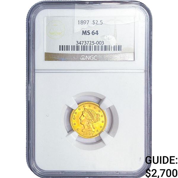 1897 $2.50 Gold Quarter Eagle NGC MS64
