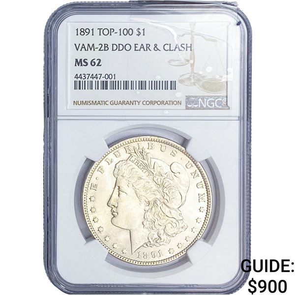 1891 Morgan Silver Dollar NGC MS62 Vam-2B