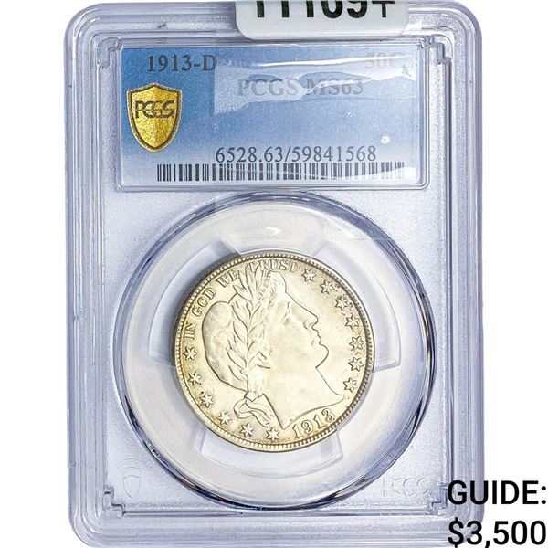 1913-D Barber Half Dollar PCGS MS63