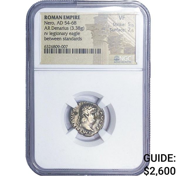 Roman Nero AD 54-68 Silver Denarius NGC VF