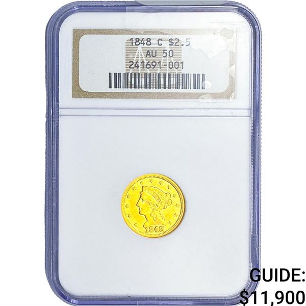 1848-C $2.50 Gold Quarter Eagle NGC AU50