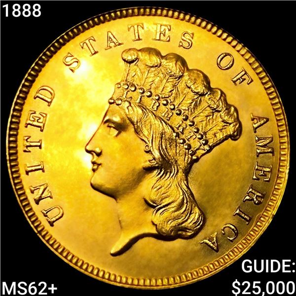 1888 $3 Gold Piece UNCIRCULATED +