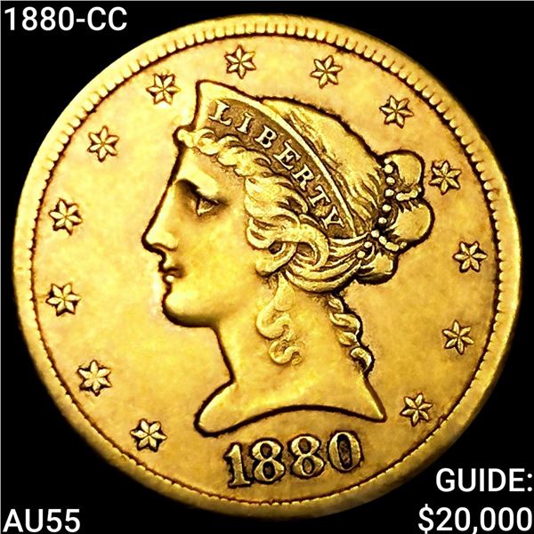 1880-CC $5 Gold Half Eagle HIGH GRADE