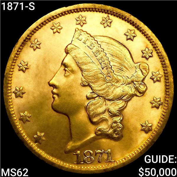 1871-S $20 Gold Double Eagle UNCIRCULATED