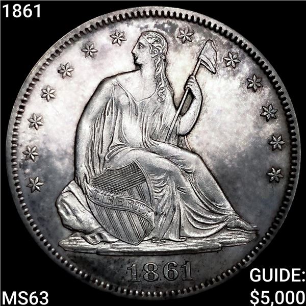 1861 Seated Liberty Half Dollar CHOICE BU