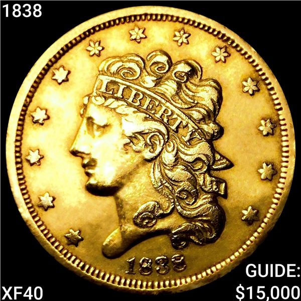 1838 $5 Gold Half Eagle NEARLY UNCIRCULATED