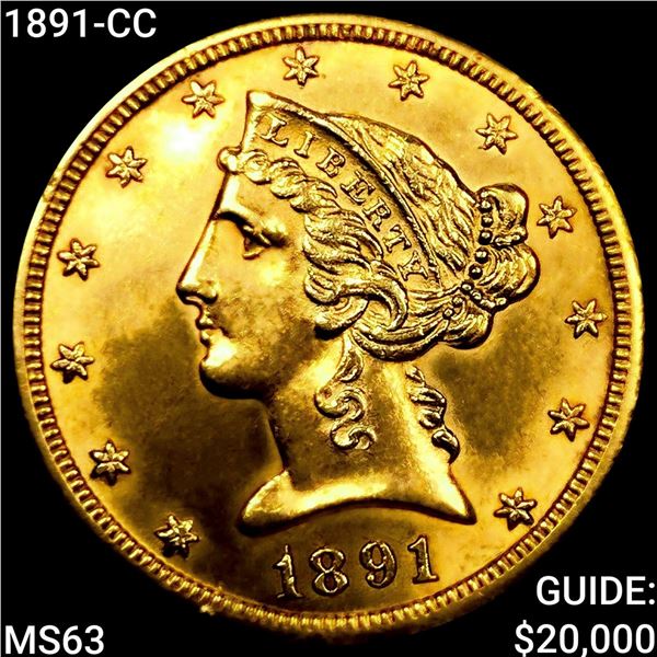 1891-CC $5 Gold Half Eagle CHOICE BU