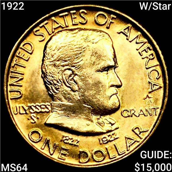 1922 W/Star Grant Rare Gold Dollar CHOICE BU