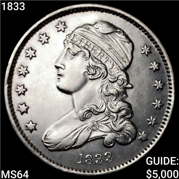 1833 Capped Bust Quarter CHOICE BU