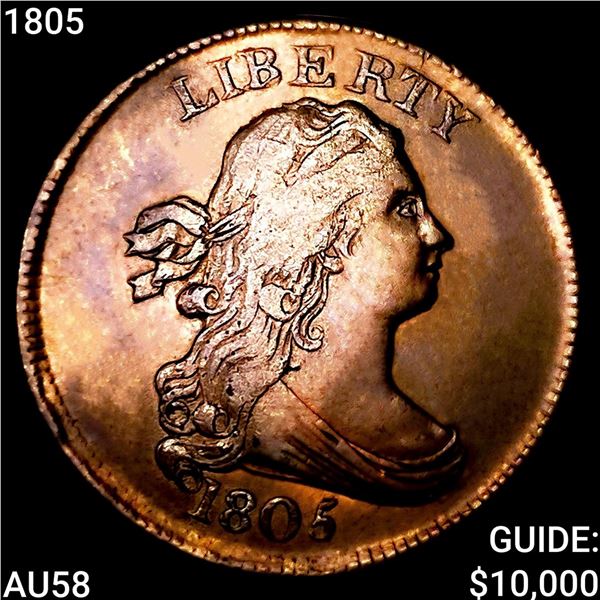 1805 Draped Bust Half Cent CHOICE AU
