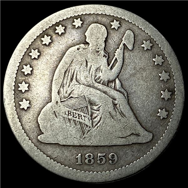 1859-O Silver Seated Liberty Quarter LIGHTLY  CIRCULATED