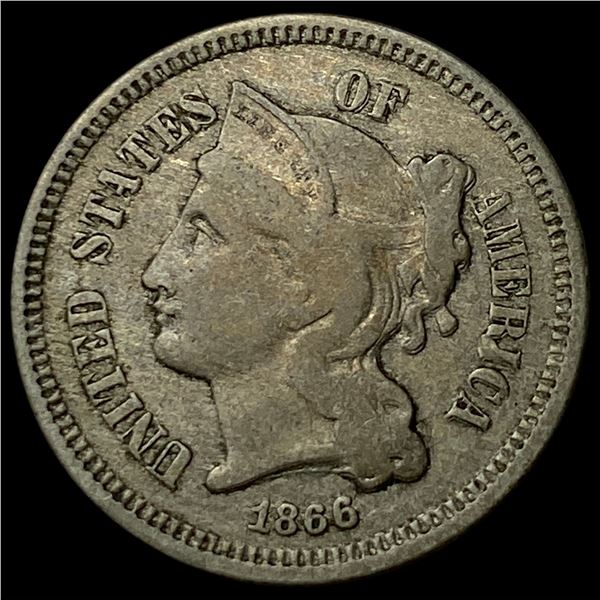 1866 Nickel Three-Cent Piece LIGHTLY  CIRCULATED
