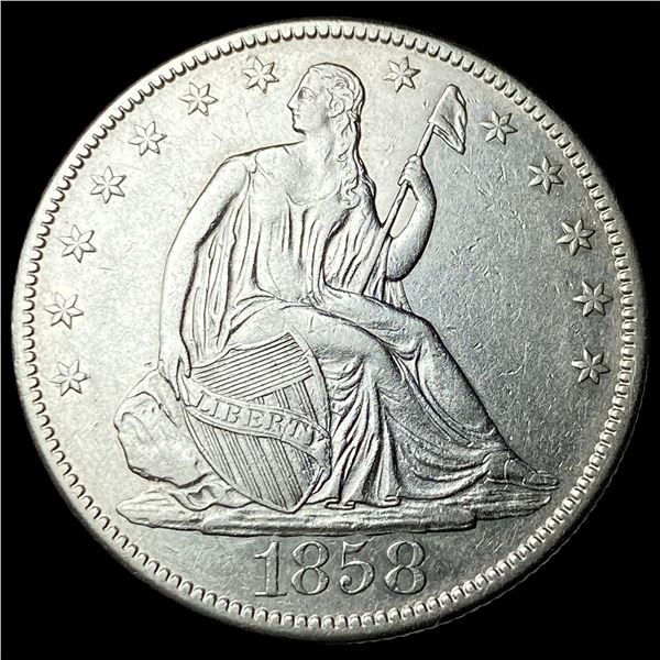 1858-O Silver Seated Liberty Half Dollar CLOSELY UNCIRCULATED