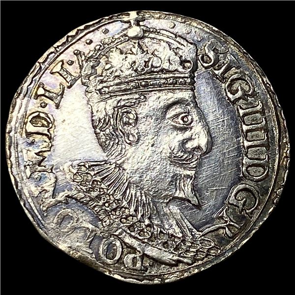 1595 Poland Silver 3 Groschen Sigismund III UNCIRCULATED
