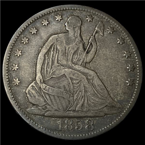 1858-S Silver Seated Liberty Half Dollar LIGHTLY CIRCULATED