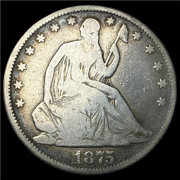 1875-CC Silver Seated Liberty Half Dollar NICELY CIRCULATED