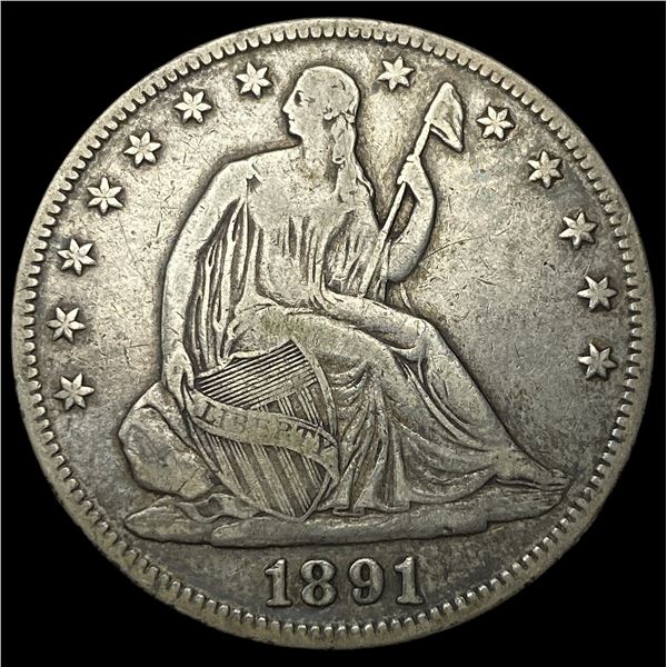 1891 Silver Seated Liberty Half Dollar ABOUT UNCIRCULATED