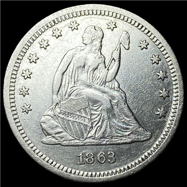 1863 Silver Seated Liberty Quarter CLOSELY UNCIRCULATED