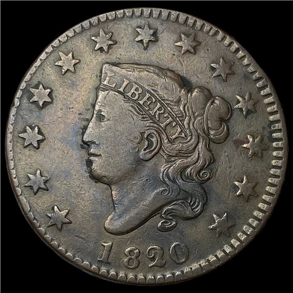 1820 Coronet Head Large Cent LIGHTLY  CIRCULATED