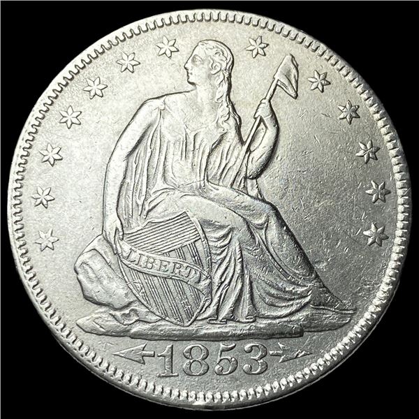 1853 Arrows/Rays Seated Liberty Half Dollar CLOSELY UNCIRCULATED
