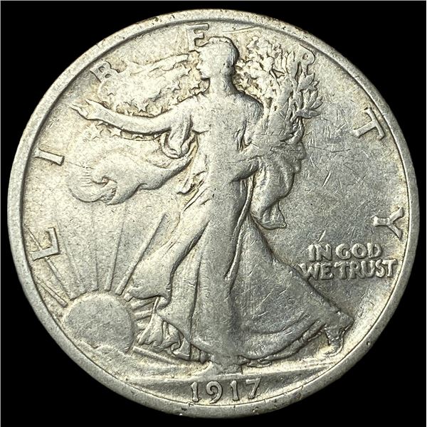 1917-D Silver Walking Liberty Half Dollar  ABOUT UNCIRCULATED