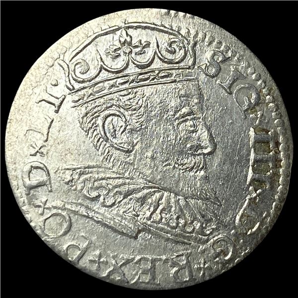 1596 Silver 3 Groschen Poland Sigismund III UNCIRCULATED