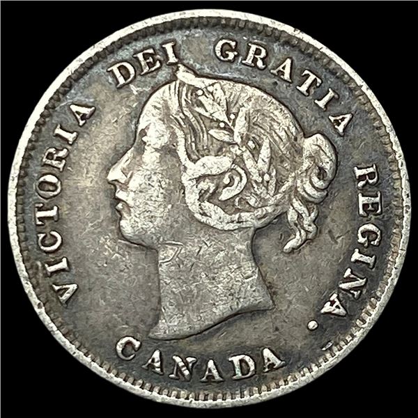 1889 Canada Silver 5 Cents ABOUT UNCIRCULATED