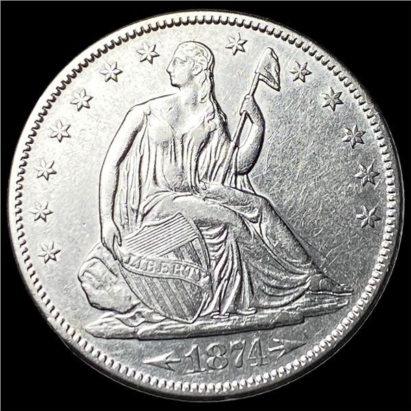 1874-S Arrows Seated Silver Half Dollar CLOSELY UNCIRCULATED