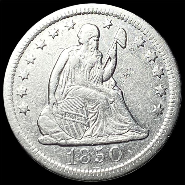 1850-O Silver Seated Liberty Quarter NEARLY UNCIRCULATED