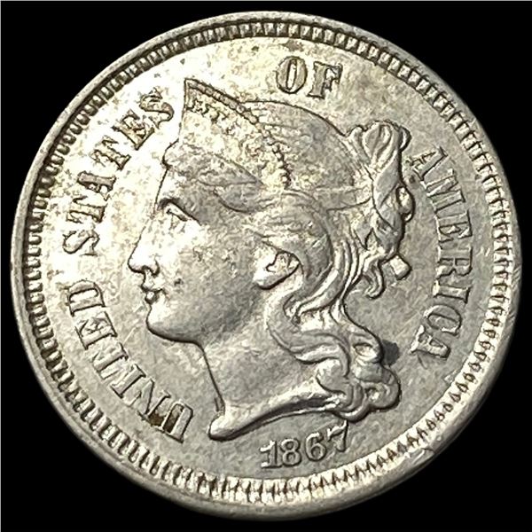 1867 Nickel Three-Cent Piece CHOICE AU