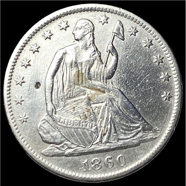 1860-S Silver Seated Liberty Half Dollar CHOICE AU