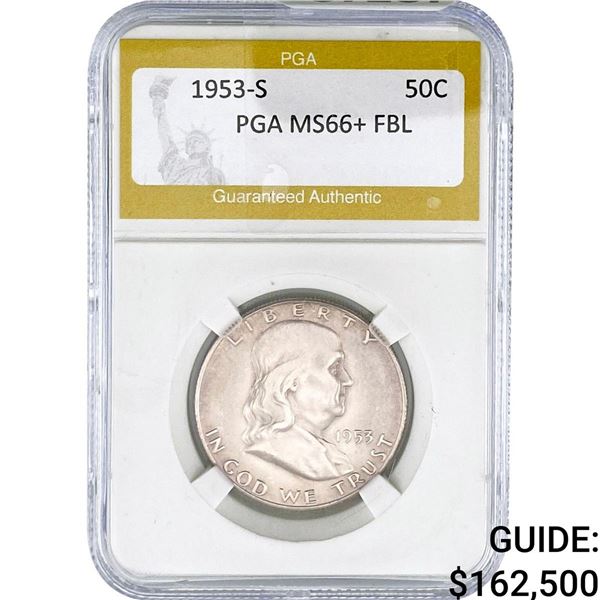 1953-S Franklin Half Dollar PGA MS66+ FBL