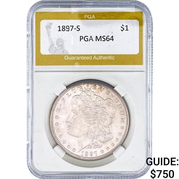 1897-S Morgan Silver Dollar PGA MS64