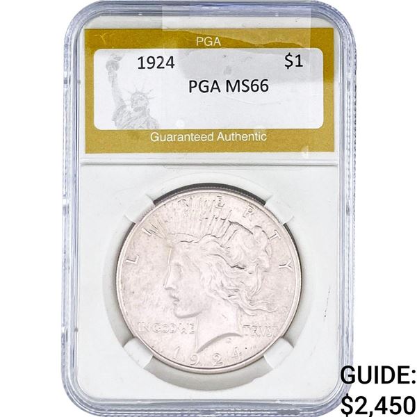 1924 Silver Peace Dollar PGA MS66