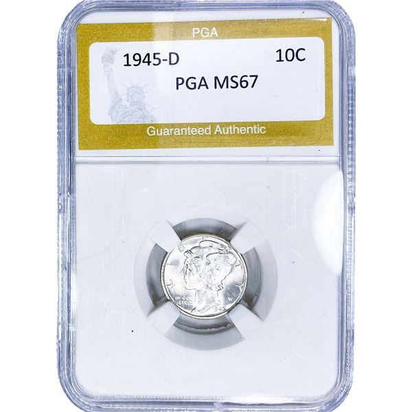 1945-D Mercury Silver Dime PGA MS67