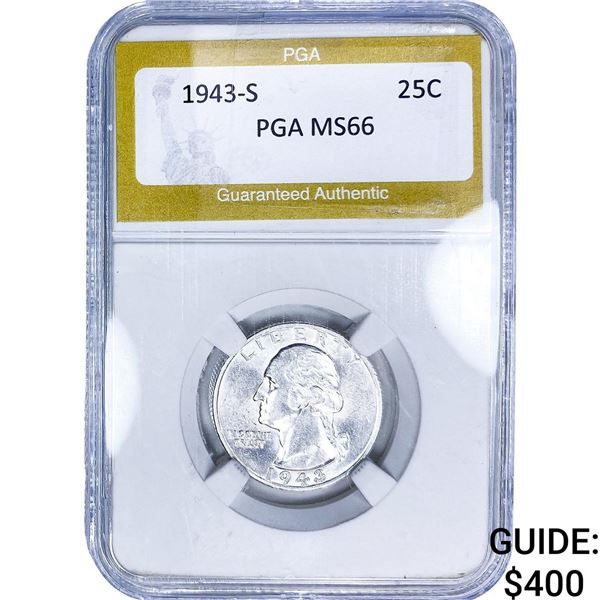 1943-S Washington Silver Quarter PGA MS66