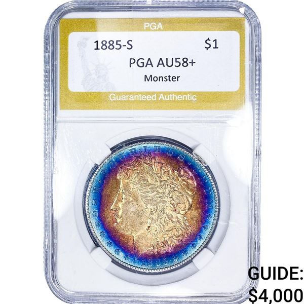 1885-S Morgan Silver Dollar PGA AU58+ Monster