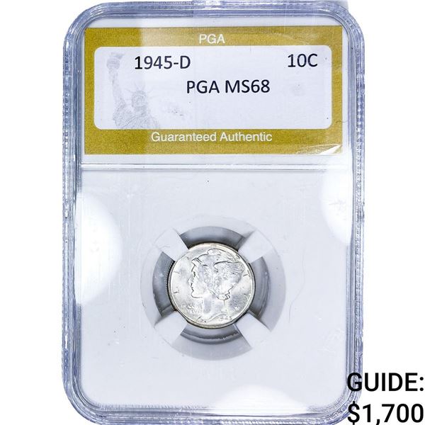 1945-D Mercury Silver Dime PGA MS68