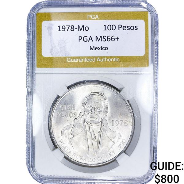 1978-Mo Mexico Silver 100 Pesos PGA MS66+