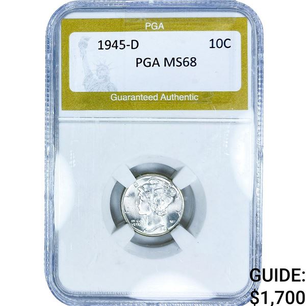 1945-D Mercury Silver Dime PGA MS68