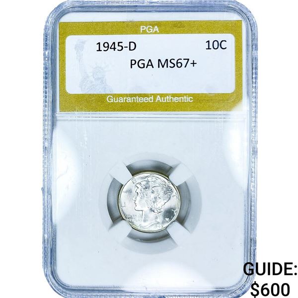1945-D Mercury Silver Dime PGA MS67+