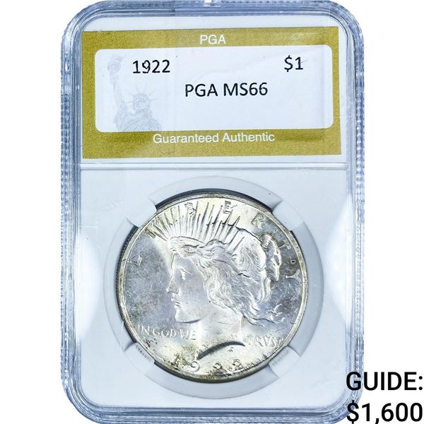 1922 Silver Peace Dollar PGA MS66